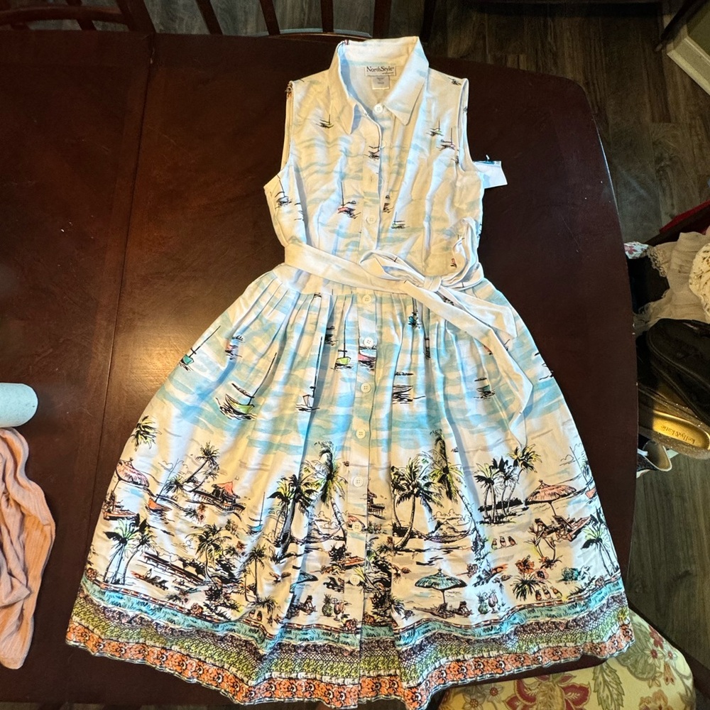 NORTHSTYLE Sail Boats Dress Size 8 NWOT